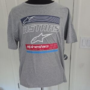 Alpinestars Gray Tee with Red and Blue Graphics